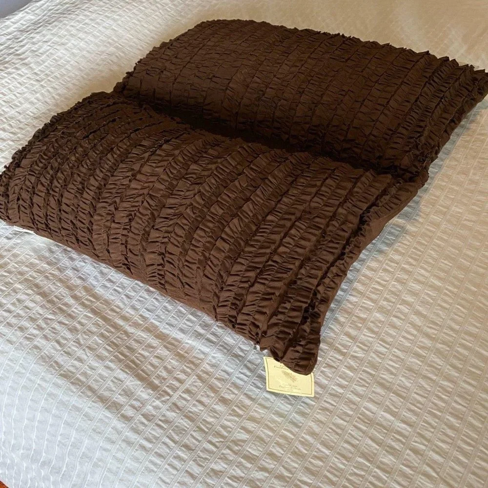 NWT! Set of Two Decorative Ruffle Pillows in Brown